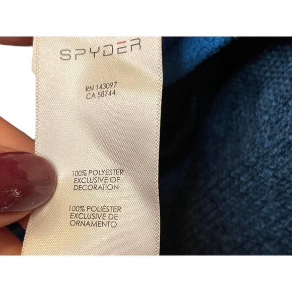 Spyder Men's 1/4 Zip Pullover, Heavyweight Blue and Orange Waffle Knit Large - Picture 9 of 9